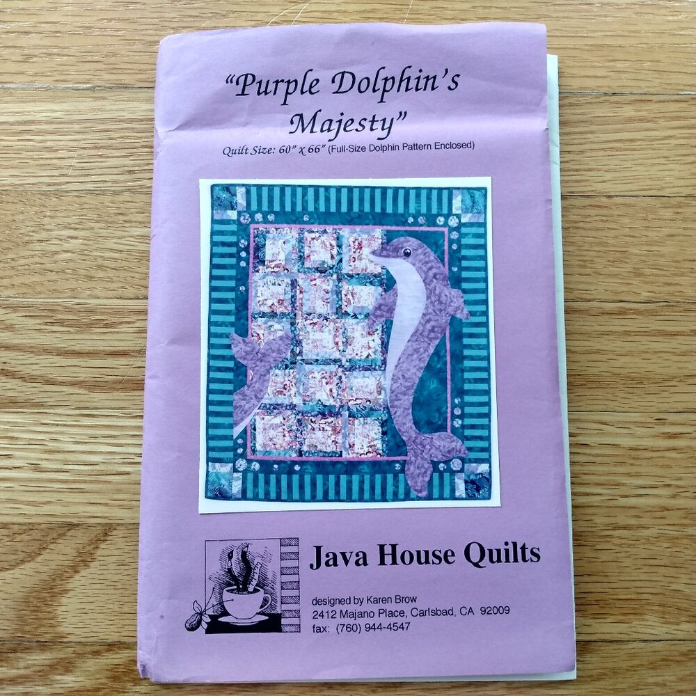 Vintage 90s Dolphin Quilt Sewing Pattern 60x66